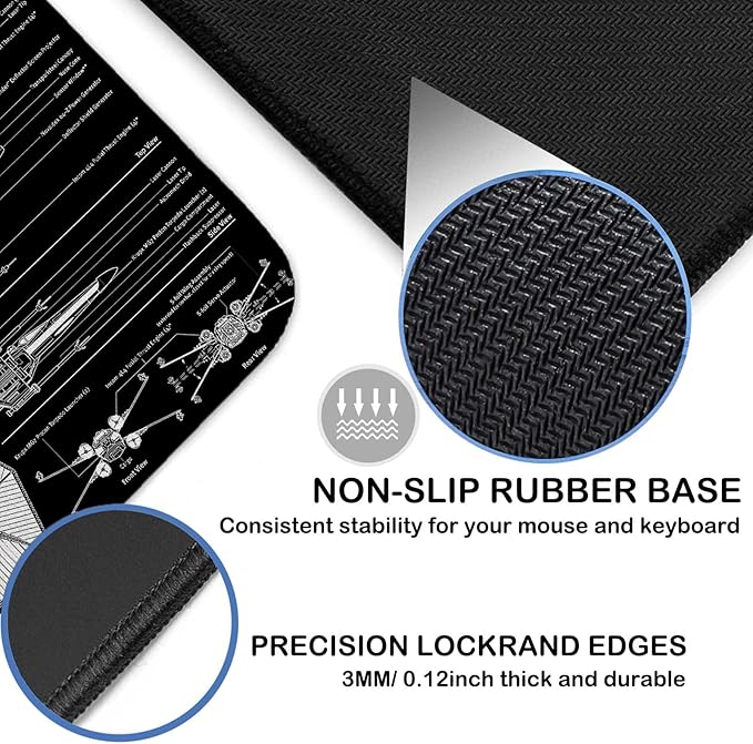 Large Gaming Mouse Pad with Superior Micro Cloth, Extended Desk Pad, Mousepad with Stitched Edges, Non-Slip Base, Desk Accessories Supplies, Keyboard Pad for Gamer,Office & Home,31.5 x 11.8 in, Black