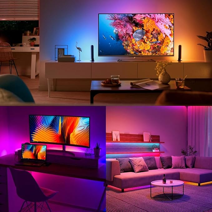 GOMING 5V 8mm Width USB WS2811 RGB COB LED Strip Dream Color with Controller USB Powered 13.12ft/4M(2pcs x 6.6ft/2M) 420LEDs/M Flexible IP20 Not Waterproof LED Tape Lights for DIY Decoration Lighting