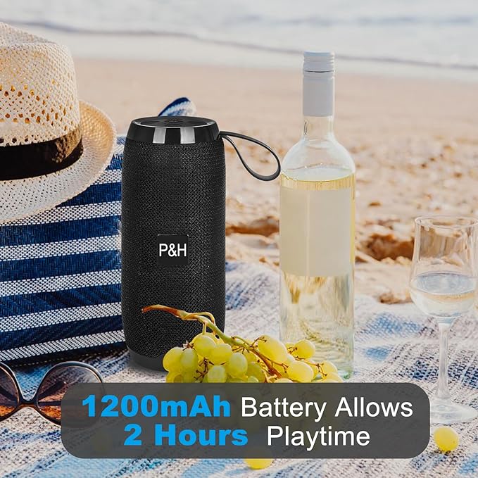 Small Portable Bluetooth Speaker, 10W Loud Stereo Sound, Small Wireless Speaker for Outdoor, TWS Pairing, BT5.3, Home/Party/Outdoor/Beach (Black)