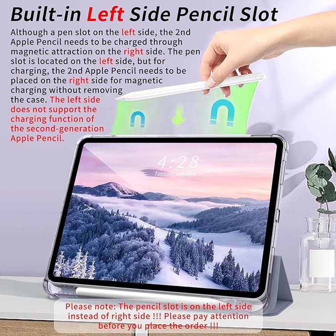 Kenke New iPad Pro 11 Inch Case 4th/3rd/2nd/1st Generation 2022/2021/2020/2018 Support 2nd Pencil Charge with Built-in Left Side Pencil Holder, Hard Frosted Back Cover & Colored Edge (Purple)