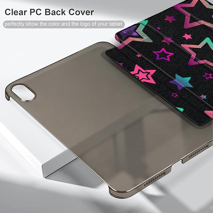 DONGKE for iPad mini 7 (A17 Pro) 2024 & iPad mini 6 2021 8.3 Inch, Slim Foldable Stand Hard PC Translucent Back Shell Smart Cover for iPad mini 7th/6th Generation [Auto Wake/Sleep] - Stars