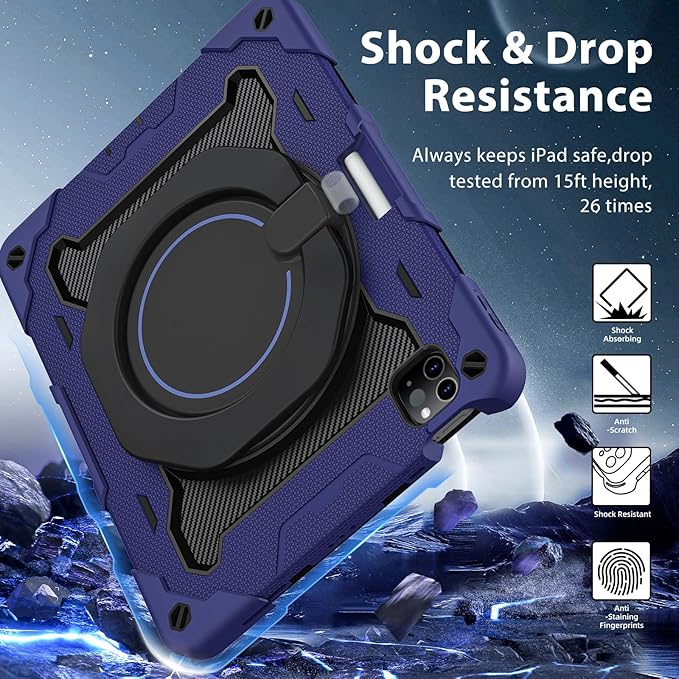 ROISKIN for iPad Air 11 inch M3/M2 Case, iPad Pro 11 inch 4th/3rd/2nd/1st Generation,iPad Air 5th/4th 10.9 inch Case,Heavy Duty Shockproof with 360 Stand Handle Shoulder Strap Pen Holder,Kids Friendly