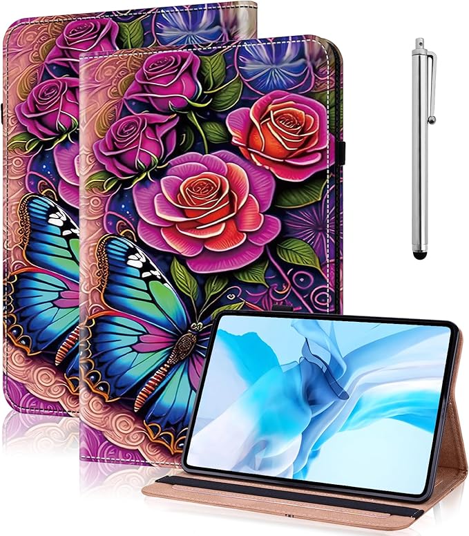 Case for iPad 9th/8th/7th Generation 10.2 Inch (2021/2020/2019), iPad Air 3 2019/ Pro 10.5 2017 Case with Auto Wake/Sleep & Elastic Band, Multi-Angle Viewing Stand Cover - Colorful Butterfly