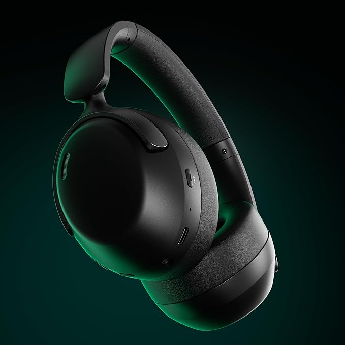 LORELEI QC30 Hybrid Active Noise Cancelling Headphones, 60H Playtime, Built-in Mic, Wireless Over Ear Headsets with Case,Bluetooth 5.4,Deep Bass Comfort Fit Soft-Earpads Fast Charging -Space Black