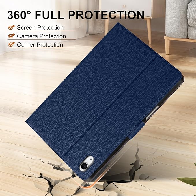 Genuine Leather Case for iPad Air 11" M4 2026/M3 2025/M2 2024, 5th/4th Gen 10.9" | with Pencil Holder and Adjustable Stand, Magnetic Closure, Auto Wake/Sleep Cover | Blue