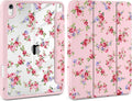 Case for iPad Air 11 inch M4 2026 M3 2025 M2 2024,iPad Air 5th (2022) / 4th (2020) 10.9 Inch Clear Back Shell Shockproof TPU Edge Trifold Stand Auto Wake Sleep Cute Cover, Elegant Rose