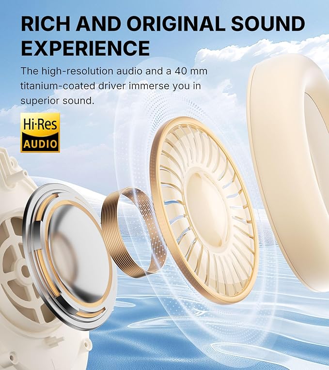 Edifier WH700NB Pro Wireless Over-Ear Headphones with Active Noise Cancellation, Hi-Res Audio, Bluetooth V5.4, Multi-Point Connection, Al Clear Calls, Fast Charging, Foldable - Ivory