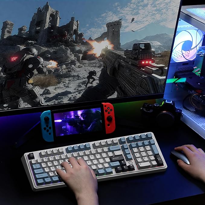Ajazz AK980MAX Wired Magnetic Axis Mechanical Keyboard, 98% Hot-Swappable Custom Keyboard with RGB Backlighting, Pre-Lubricated Switches, PBT Keycaps, Suitable for MAC/Win/Visa/PC