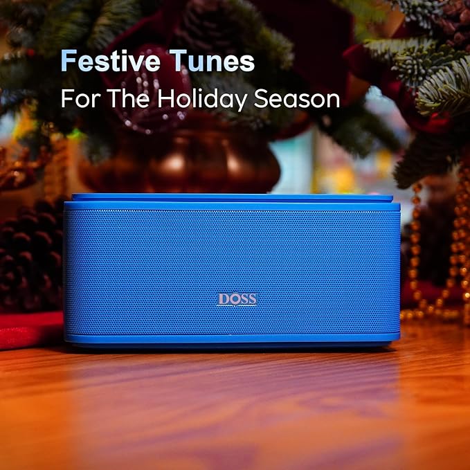 DOSS SoundBox Touch Wireless Bluetooth Speaker-12W HD Sound with Rich Bass, IPX5 Waterproof, 20H Playtime, Handsfree, for Gatherings, Home, Office, Outdoor, Travel-Blue