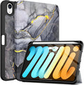Soke Case for iPad mini 7(A17 Pro) 2024/iPad Mini 6 2021 8.3 inch with Pencil Holder-[Pencil Charging + Auto Wake/Sleep], Soft TPU Back Cover for iPad mini 7th/6th Generation(Black Marble)