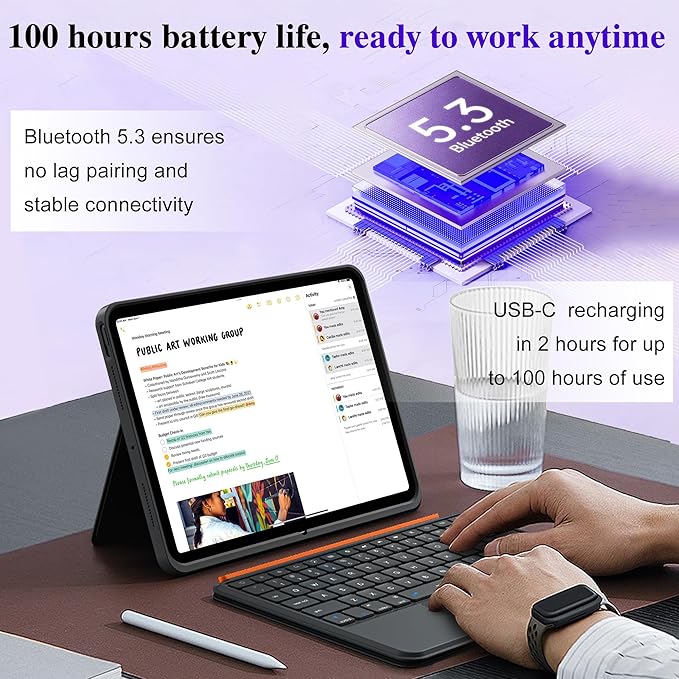 WIWU iPad Pro 13 inch Case with Keyboard M4/M5 2024/2025 Magnetic Detachable 3 in 1 Case Bluetooth Keyboard Adjustable Stand 7 Colors Backlit Keys with Trackpad (Black, iPad Pro 13"(M4/M5 2024/2025))