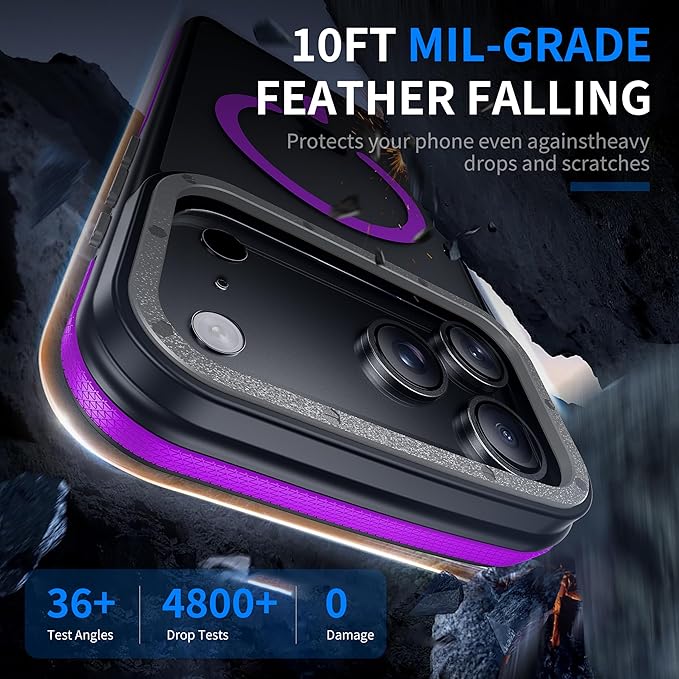 for iPhone 17 Pro Max case with Camera Lens Protector [10Ft Military-Grade Protection] Compatible with fit MagSafe Shockproof Cover Phone case for iPhone 17 Pro max 6.9 inch, Purple Bumper