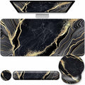 Desk Mat Set + Keyboard and Mouse Pad with Wrist Rest Support,4-in-1 Large Mousepad Computer Mats for Desktop Home & Office-Marble 3