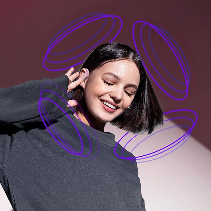 occiam Active Noise Cancelling Wireless Earbuds Bluetooth Headphones Ear Buds 96Hrs Playback Clear Call Waterproof Earphones with Ear Hook Microphones for Sport Running Pink