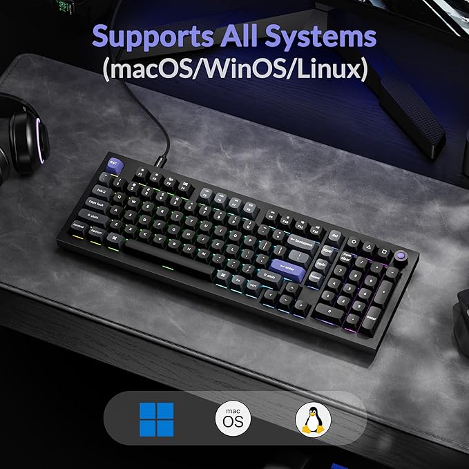 Keychron Q5 HE 96% 8K Wired Hall Effect Gaming Keyboard, Rapid Trigger Magnetic Switches Keyboard Hot Swappable, 8000 Hz Polling Rate, Adjustable Actuation, Aluminum, RGB, QMK, Mac/Windows – Black