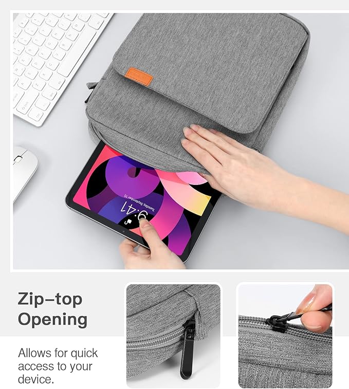 MoKo 9-11 Inch Tablet Sleeve Bag Handle Carrying Case with Shoulder Strap Fits iPad Pro/Air/A16 11 inch,iPad 10th 10.9,i-Pad 9/8/7th 10.2,iPadAir 5/4th 10.9,i-Pad 9.7,Tab S8/S9 11", Dark Gray