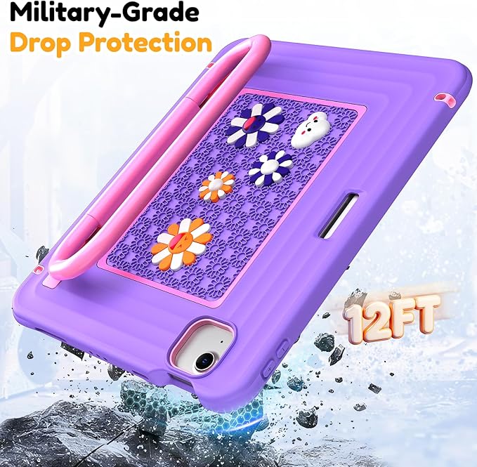 KAIJIAbox Kids-Friendly Case for iPad Air 11" M4/M3/M2, Pro 11" 4th/3rd/2nd/1st Gen, Air 5th/4th - Military-Grade Drop Protection with Metal Handle/Stand, Screen Protector, Pen Holder, Shoulder Strap