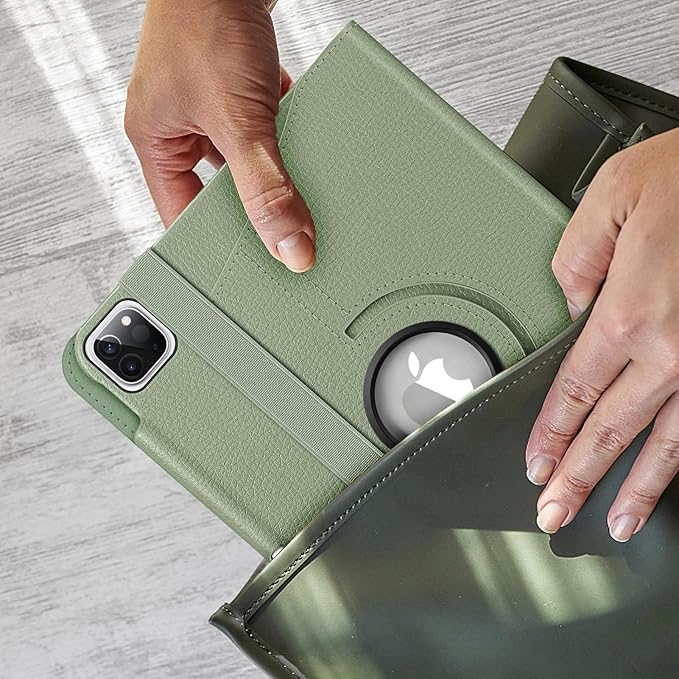 Fintie Rotating Case for iPad Pro 11-inch (4th / 3rd Generation) 2022/2021-360 Degree Swiveling Stand Cover w/Pencil Holder, Auto Sleep/Wake, Also Fit iPad Pro 11" 2nd/1st Gen, Sage Green