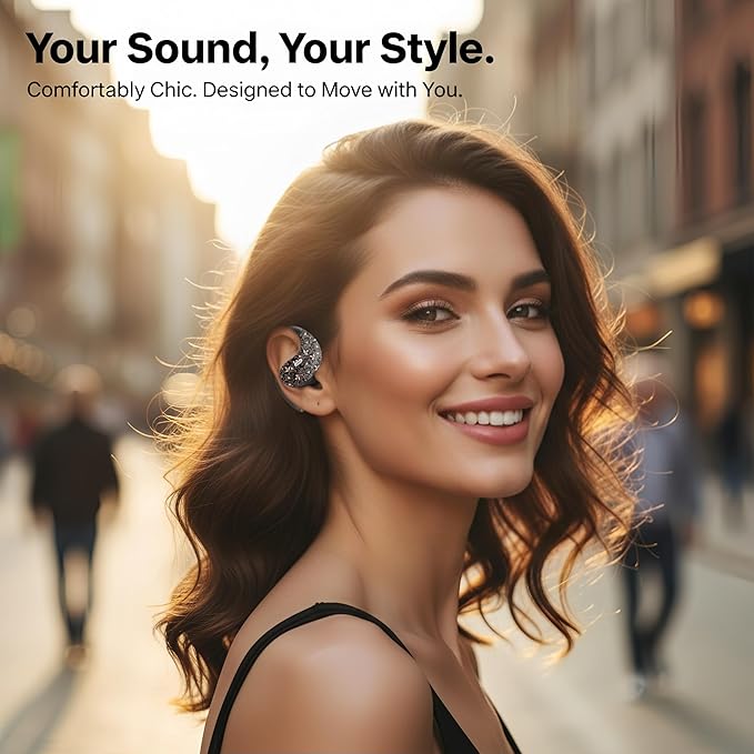 Open Ear Headphones - Bluetooth 6.0 Wireless Earbuds for Sports and Running, 36H Playtime, Air Conduction Over-Ear Buds with Mic, Sweatproof Workout Earphones for iPhone and Android, Black