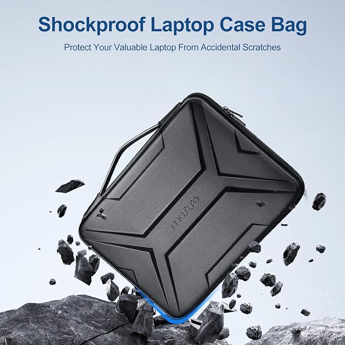 MOSISO 17-17.3 inch Laptop Hard Case, 17.3 inch Waterproof Shockproof Computer Bag Compatible with MacBook HP Dell,Artistic Geometric EVA Carrying Sleeve Laptop Case Hard Shell with Handle, Black