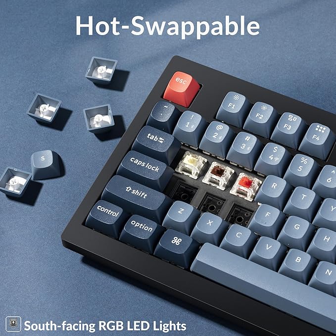 Keychron V5 Max Custom Wireless Mechanical Gaming Keyboard with Number Pad, 96% Layout QMK/VIA 2.4 GHz/Bluetooth 5.1/Wired, RGB Backlit Hot-Swappable Gateron Red Switch for Mac Windows Linux