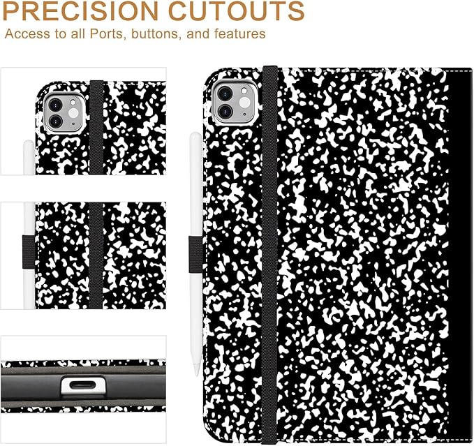 Vimorco for iPad Air M4/M3/M2 11 Inch Case 2026, for iPad Air 5th/4th Gen Cases, for iPad Pro 11 Inch Case 4th/3rd/2nd/1st Generation 360 Degree Rotating Pencil Holder 5 Viewing Angles, Black Notebook