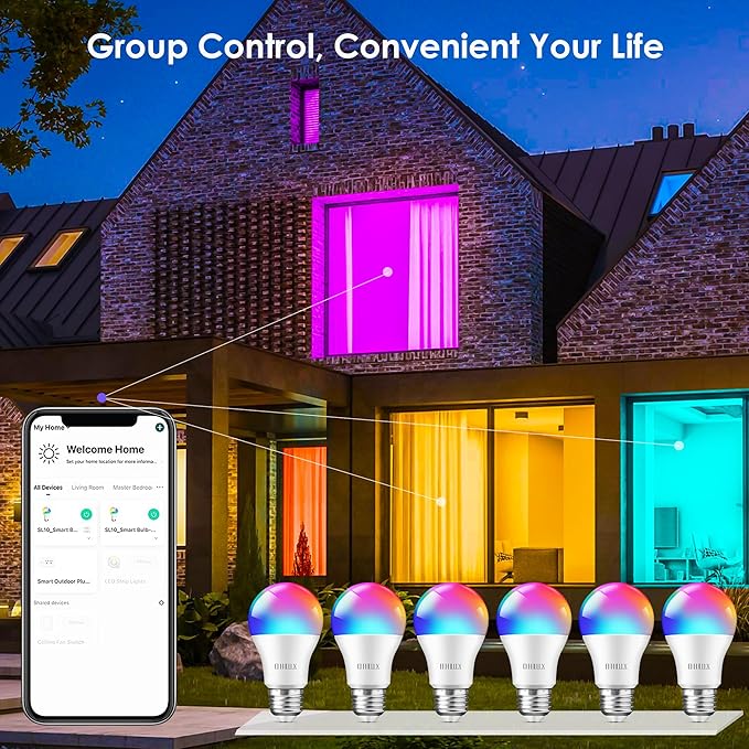 OHLUX Smart WiFi Light Bulbs, 900LM 10W (80W Equivalent) Compatible with Alexa Google Home Siri, WiFi Color Changing LED Light Bulbs, 16 Million DIY RGB, A19 E26 8Pack
