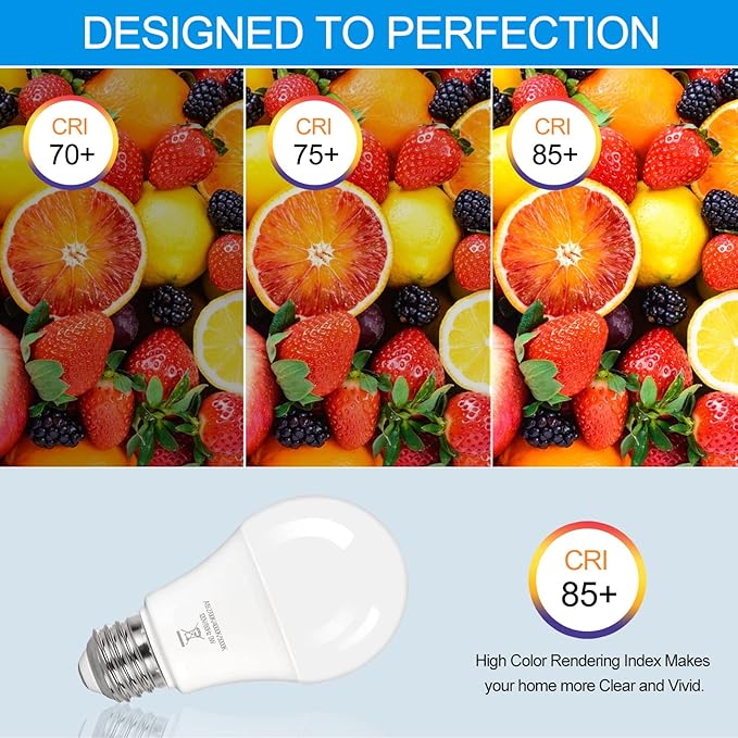 PARTPHONER A19 LED Light Bulbs, 60W Equivalent Efficient 9W LED Bulb, 3 Color Light Modes Light Bulbs, 900 Lumens, CRI 85+, 25000+ Hours Lifespan, Pack of 2