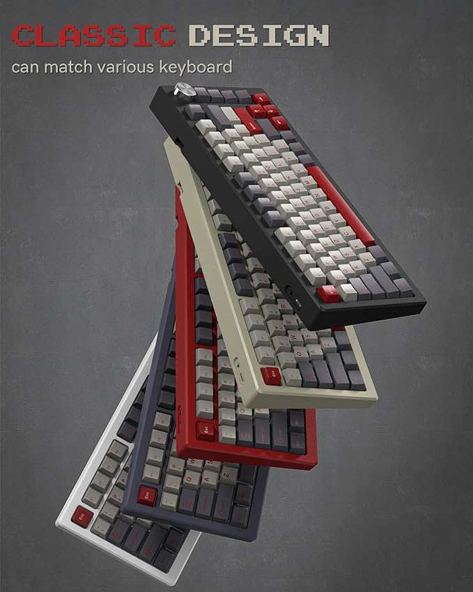 Womier Double Shot PBT Keycaps Set 138 Keys, Cherry Profile Custom Keycaps 60 65 75 100 Percent for 61/64/68/84/87/100/104/108 Retro Gaming Mechanical Keyboard, Purple Gray