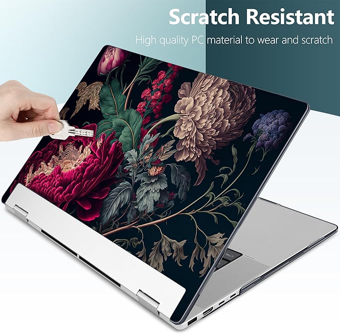 Premium Crystal Case for HP Envy x360 16-inch 2-in-1 Laptop 2024 Release, Creative Patterns Ultra-Slim Lightweight Scratch-Resistant Black Hard Shell with Professional Protection, Vintage Flower