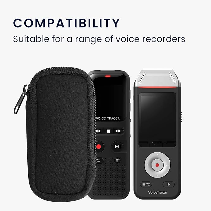 kwmobile Neoprene Voice Recorder Case Compatible with Universal Voice Recorder - Inside Size 4.5 x 1.8 inches (11.5 x 4.5 cm) - Black