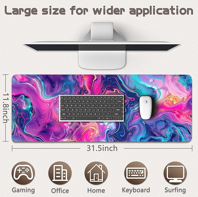 Gaming Mouse Pad - (31.5"×11.8") Topographic Large Mouse Pads for Desk - Desk Mat for Keyboard and Mouse with Non-Slip Base, Desks Pad Matfor Game/Office & Home