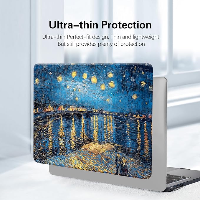 Funut Compatible with MacBook Air 13 inch Case 2021 2020 2019 2018 Model A2337 M1 A2179 A1932 Plastic Hard Shell Case Protective Cover for MacBook Air 13 with Touch ID, Starry Night