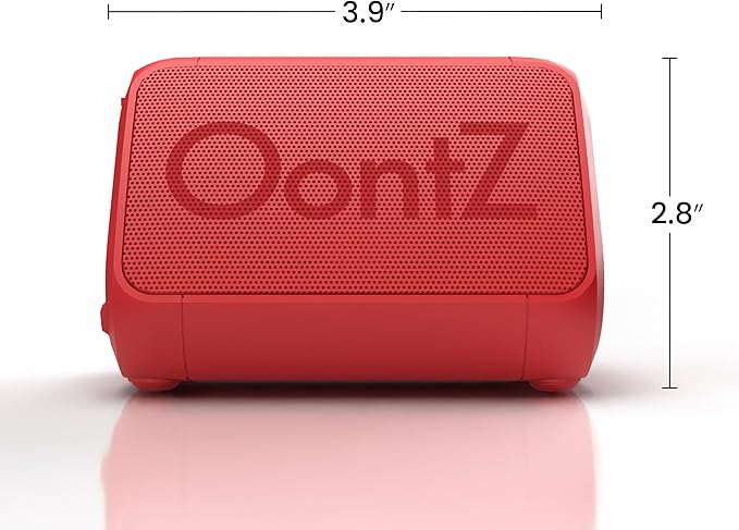 OontZ Angle Solo Portable Bluetooth Speaker - Ultra Portable, 14 Hours of Playtime, 100ft Wireless Range, Waterproof, Budget-Friendly Speaker for Travel, Outdoor or Home, Great Gift (Red)