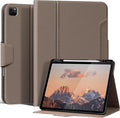 Leather Case for iPad Pro 12.9" 3-6th Gen (2018-2024), with Pencil Holder&Buckle, Auto Wake/Sleep, Adjustable Stand, Gray Brown