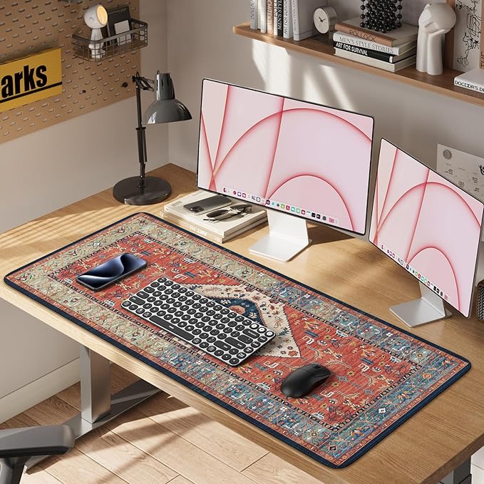 iLeadon Rug Mouse Pad, Large Computer Desk Cover Mat with Smooth Lycra Surface, Desk matt for Desktop, Mousepad with Non-Slip Base, Keyboard Mats for Women Office, Home