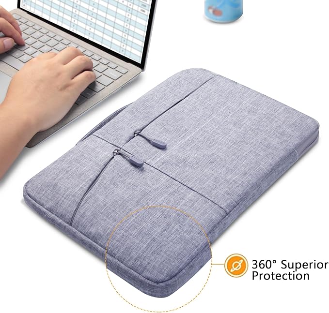 Megoo 13inch Laptop Sleeve Carry Case for Microsoft Surface Laptop 13" 2025/6 5 4 3 2 13.5"/7 13.8", Carry Sleeve Bag with Handle for 13" 14" Tablet Chromebook(Gray)