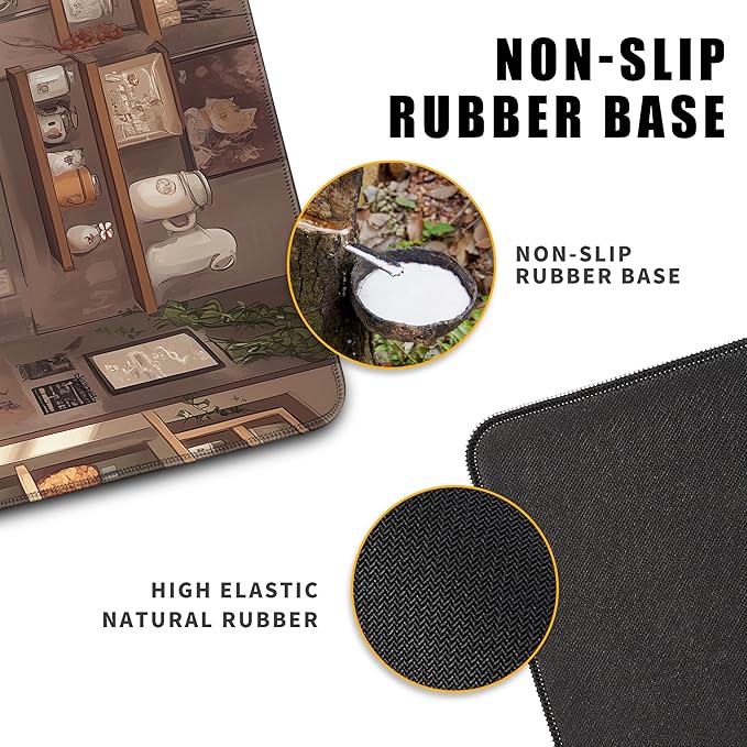 Cat Mouse Pad Gaming Desk Pad Large Mousepad Computer Office Keyboard Mat Laptop Big Desk Decor 31.5x11.8 in with Non-Slip Stitched Ege