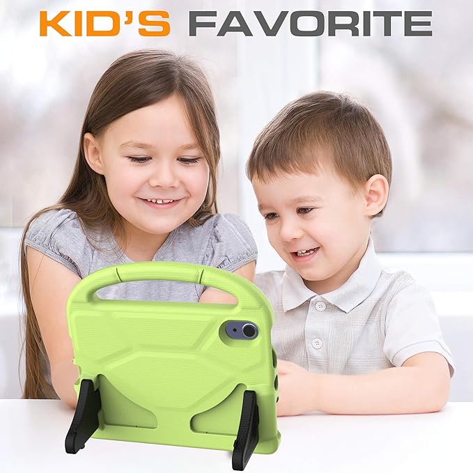 Kids Case for iPad mini 7 (A17 Pro) 2024/ Mini 6 2021, iPad mini 7th/6th Generation Case with Screen Protector - Shockproof with Handle Stand Protective Cover for iPad 8.3 Inch, Lime Green