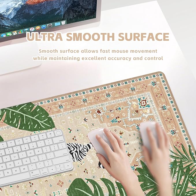 Baziabbo Cute Desk Mat,XXL Extended Large Mouse Pad,Gaming Mousepad with Stitched Edge,Non-Slip Rubber Base Keyboard Desk Pad for Home Office Study Game (Khaki Lion)