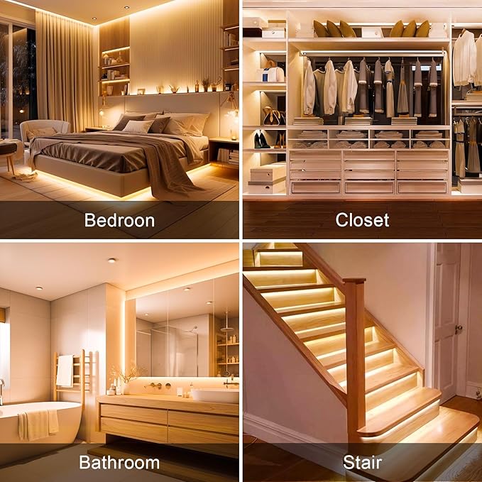 COB LED Strip Lights, ETL Listed Warm White Light Strip 3000K, 16.4ft 24V COB Lights with 1600 LEDs, CRI 90+, Remote, 24V Adapter, LED Lights for Cabinets, Home DIY Lighting Indoor Decoration