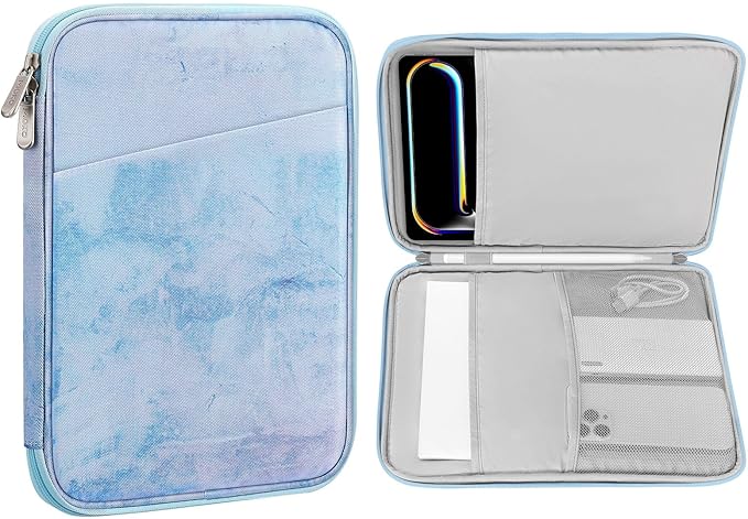 MoKo 9-11 Inch Tablet Sleeve Case, Fits New 11inch iPad Air M4/Pro M5, iPad A16 11", i-Pad 10/9/8/7th/Air 5/4th 10.9"/10.2", Tab S9/S8 11", Protective Bag Carrying Case with Pocket, Sea Blue
