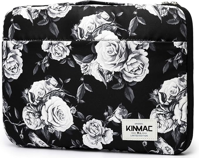Kinmac 360° Protective Water Resistant Laptop Sleeve case Bag with Handle for MacBook Pro 14 inch,13.5 inch-13.9 inch and 14 inch Laptop(White Rose)