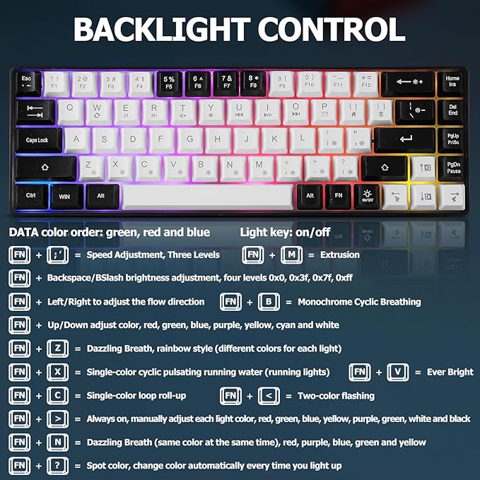 Wired 60% Gaming Keyboard and Mouse Combo, Ultra-Compact 61 Keys RGB Backlit Mini Keyboard, Lightweight 3200 DPI Optical, Wired Gaming Set for Windows,PC, MAC PS5 Xbox Gamer(White-Black)