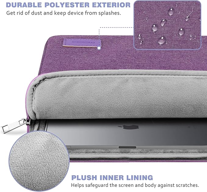 MoKo 9-11 Inch Tablet Sleeve Bag Carrying Case Fits New 11 inch iPad Air M3, iPad A16 2025, iPad Pro 11 M4/Air M2, iPad Air 5/4/3th, iPad 10/9/8/7th, Purple