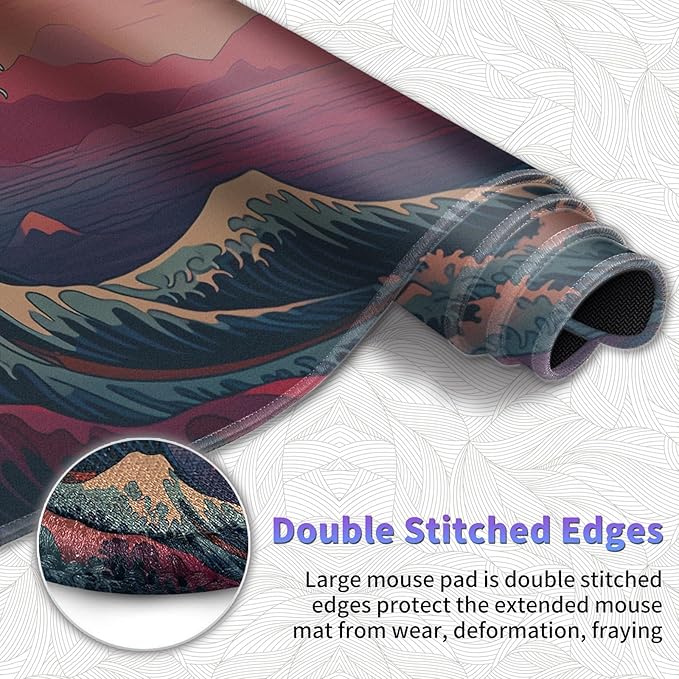 Large Mouse Pad, Desk Mat, XL Gaming Keyboard Mat, Non-Slip Rubber Base, Full Extended Mousepad for Gaming Office Home, 31.5 X 11.8 Inch, Sunset Wave