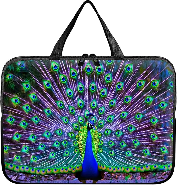 Universal Laptop Sleeve Tablet Case 12 inch, Peacock Slim Carrying Case Handbag Travel Laptop Bag for Surface Pro 9 8 7/Laptop Go 2 3, MacBook Air 11/12