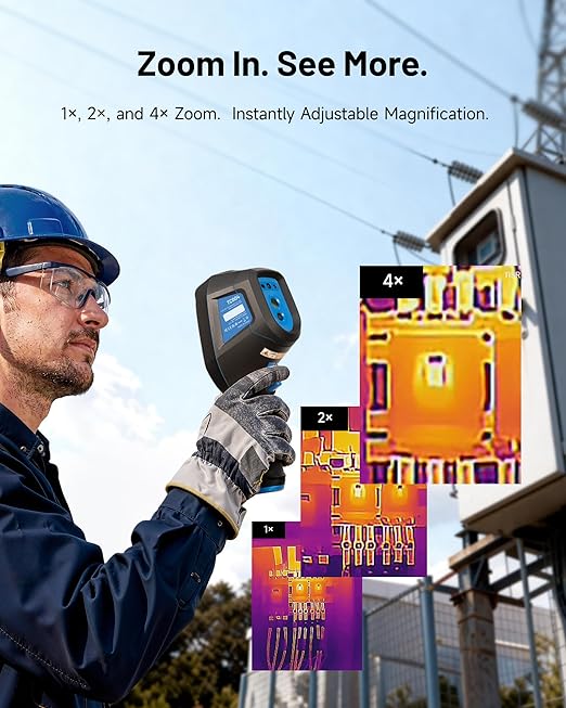TOPDON TC004 Thermal Imaging Camera, 256 x 192 IR High Resolution 8-Hour Battery Life Handheld Infrared Camera with PC Analysis and Video Recording Supported, 64GB Storage