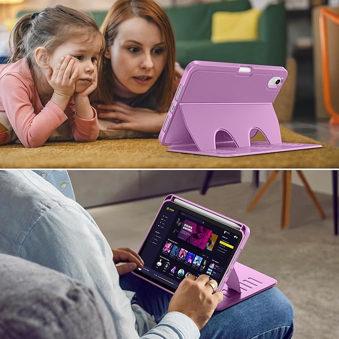 VIKESI Case for iPad mini 7 (A17 Pro) and iPad mini 6,Multiple Angles Magnetic Stand Cover,Shockproof Soft Back,Pencil Holder,and Auto Sleep/Wake,Purple