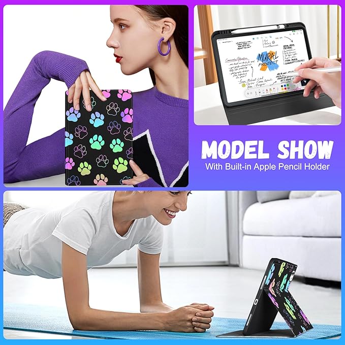 Uppuppy for iPad Pro 13 Inch Case 2024 - Women Cute Girls Folio Smart Cover with Pencil Holder Kids Girly Design Unique Pretty Dog Print for iPad Pro M4 13 Inch Cases A2925 A2926 A3007